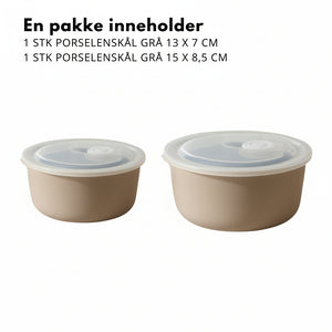 Porselenskål med lokk grå 2-pk - detaljbilde av oppbevaringssett