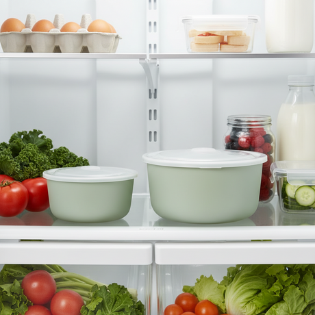Porselenskål med lokk grønn 2-pack oppbevaring kjøleskap kjøkken
