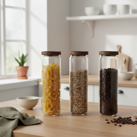 3-pk glasskrukke akasie 1,5 liter