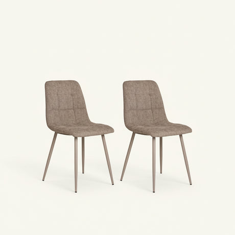 Middelfart spisestol i grå tekstil med polstret sete og rygg – 2pk.