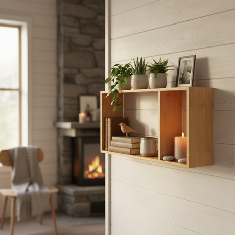 Ember vegghylle bambus natur 70 x 15 x 35,5 cm