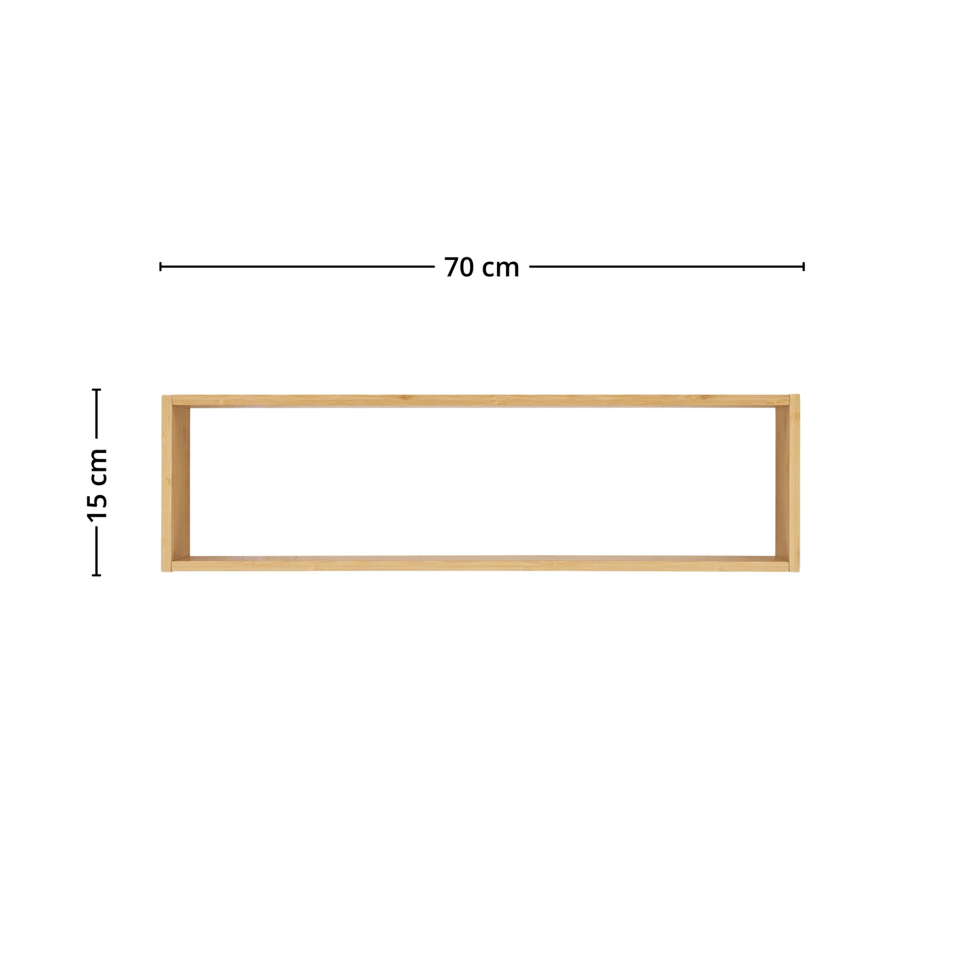 Bambus vegghylle montert over sofa