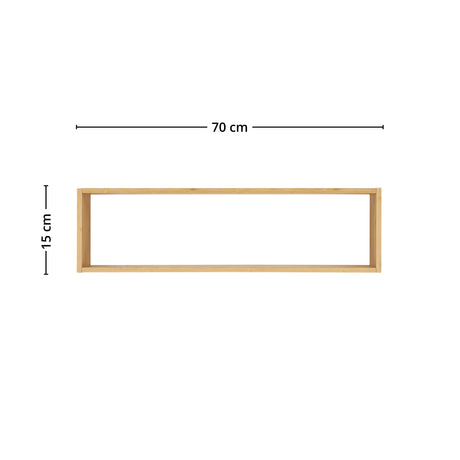 Bambus vegghylle montert over sofa