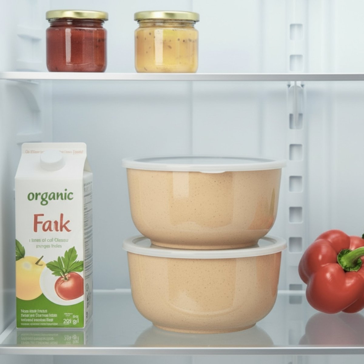 Porselenskål med lokk og ventil beige liten - Lindas Dekor