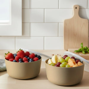 Porselenskål med lokk og ventil beige liten - Lindas Dekor
