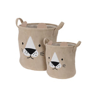 2-pk Stoffkurv med dyremotiv beige