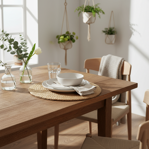 naturlig bordbrikke i jute look