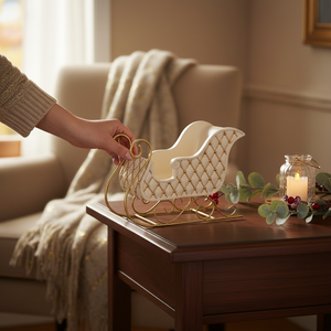 Slede i hvitt og gull