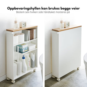 Oppbevaringshylle med hjul hvit