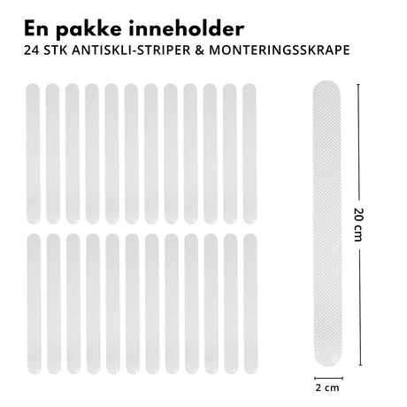 24-pk Selvklebende antiskli striper, gjennomsiktig