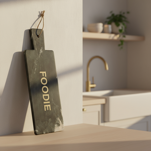 Pyntebrett marmor svart/gull