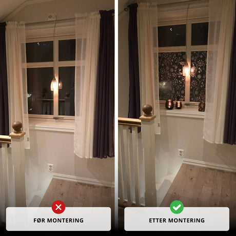 Static vindusfolie med naturinspirert blomsterdesign til soverom
