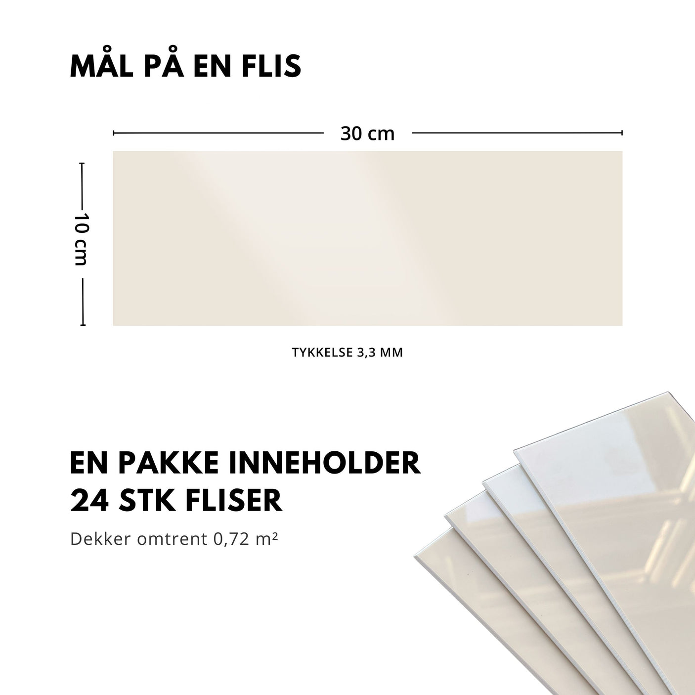 Hailey beige selvklebende fliser