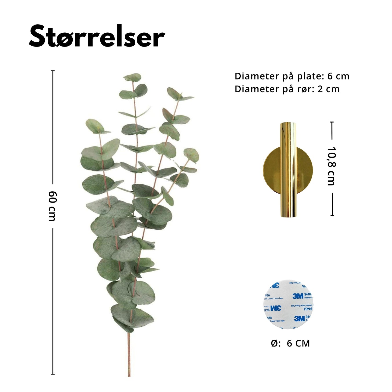 Eucalyptus & Manhattan veggvase, gull
