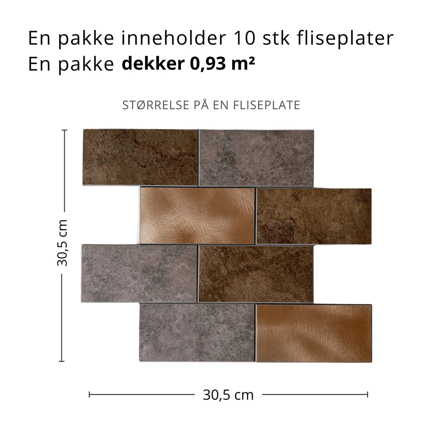 10-pk Bente subway selvklebende veggfliser