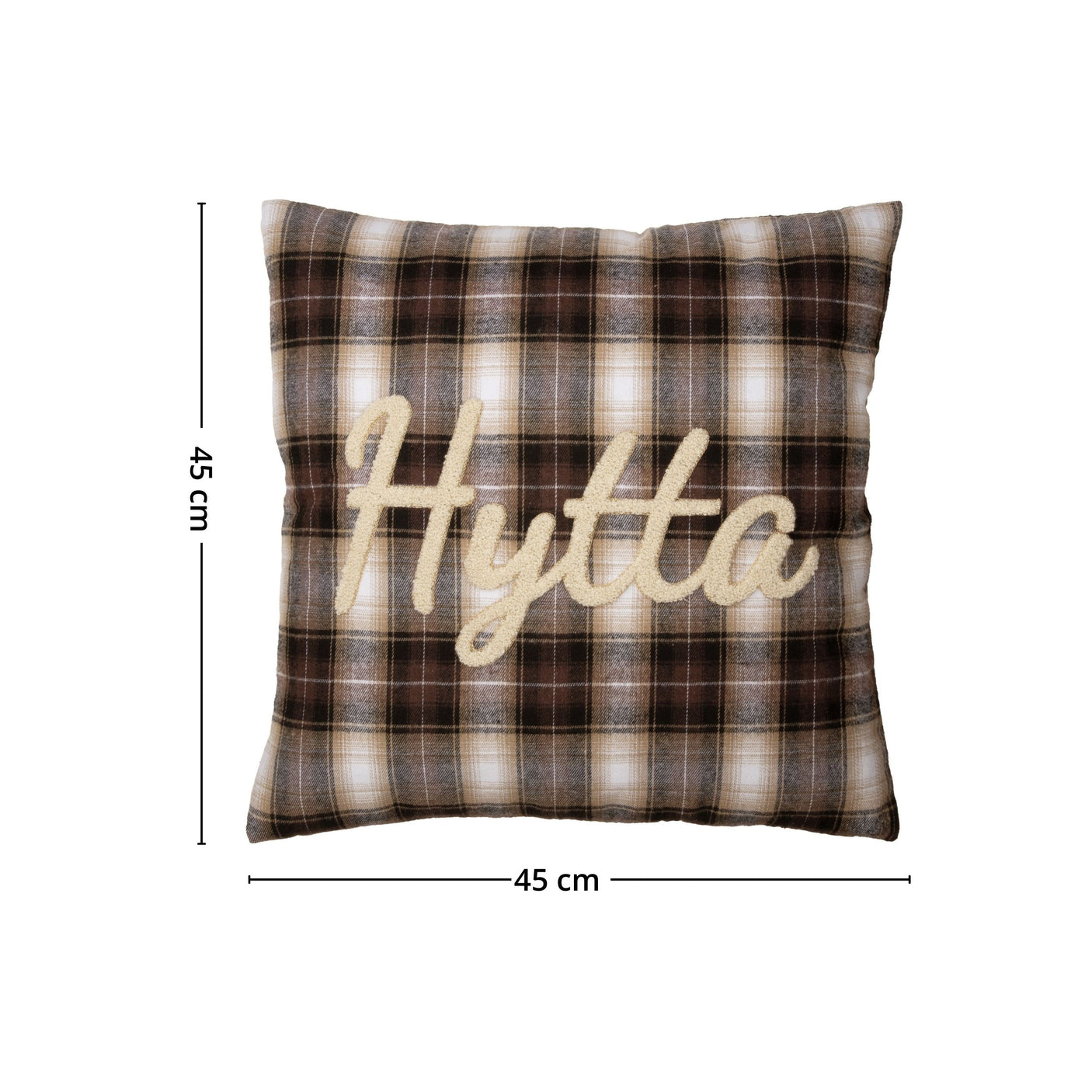 Putetrekk rutet brun Hytta 45 cm