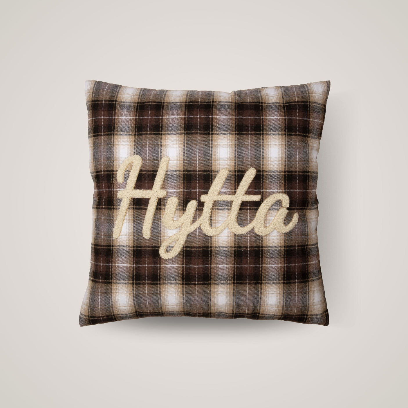 Putetrekk rutet brun Hytta 45 cm