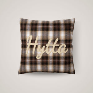 Putetrekk rutet brun Hytta 45 cm