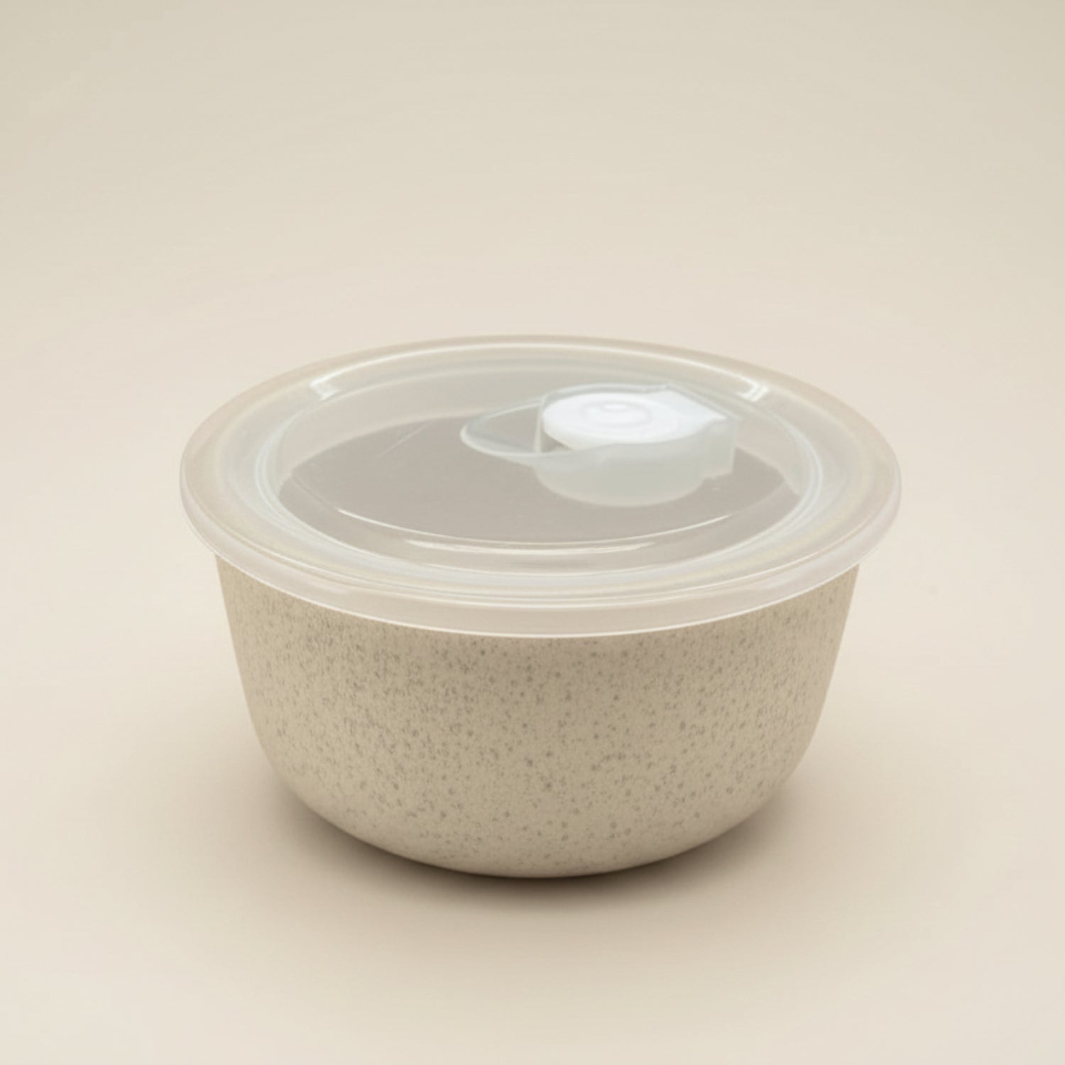 Skål med lokk porselen grå/grønn - praktisk matoppbevaring 15x8,5cm