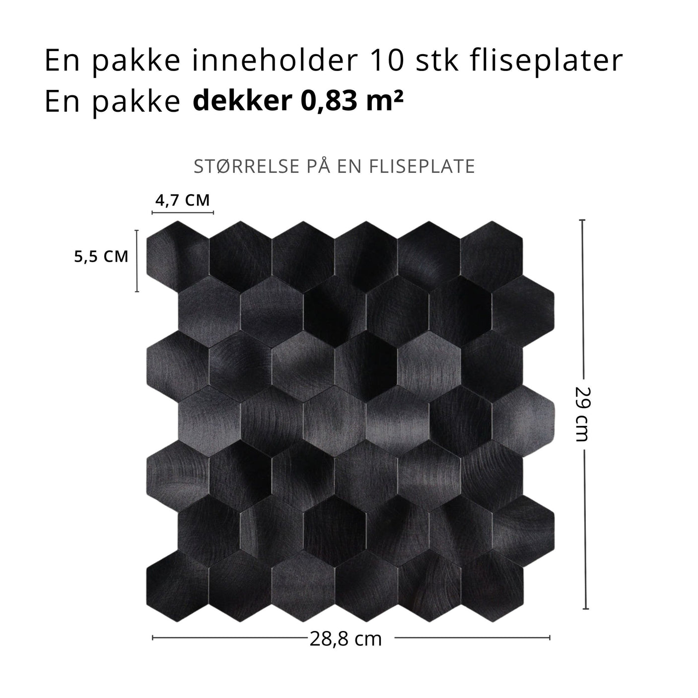 10-pk Midnatt hexagon selvklebende veggfliser