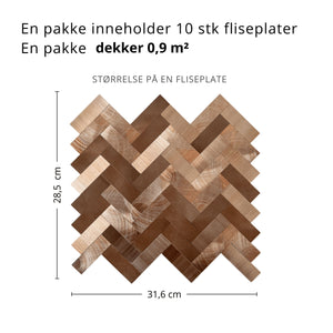10-pk Sofie fiskebein selvklebende veggfliser