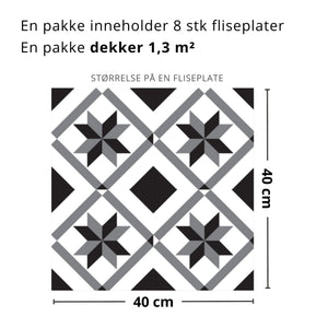 Elegant og tidløs design på selvklebende fliser fra Lindas Dekor. 