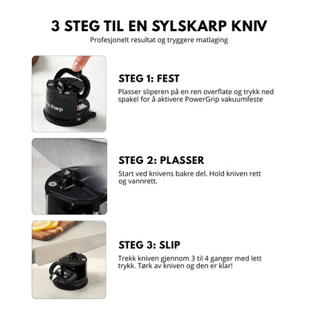 Kompakt AnySharp Classic knivsliper for kjøkkenkniver. Enkel å bruke. Brukervennlig knivsliper