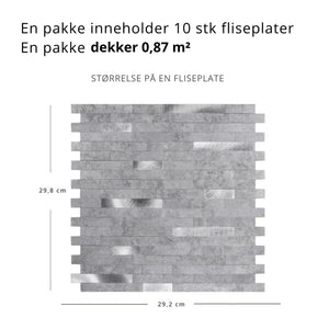 10-pk Stein lys grå selvklebende veggfliser
