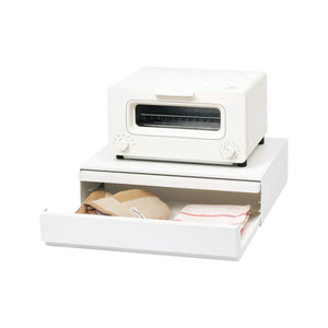 Uttrekkbar skuff og hylle hvit