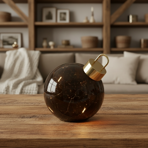 Stor julekule med LED-lys, glass sort