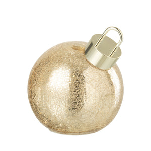 Elegant gullfarget LED-julekule som borddekorasjon.