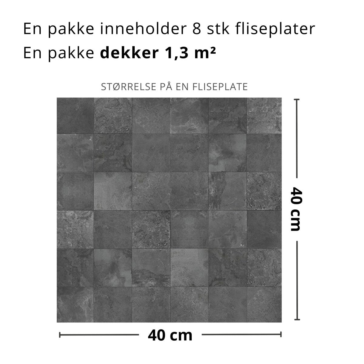 Nærbilde av Bodø mørkegrå flis med naturlig spill i overflaten