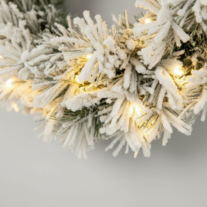 Julekrans med LED-lys, grønn snødekt