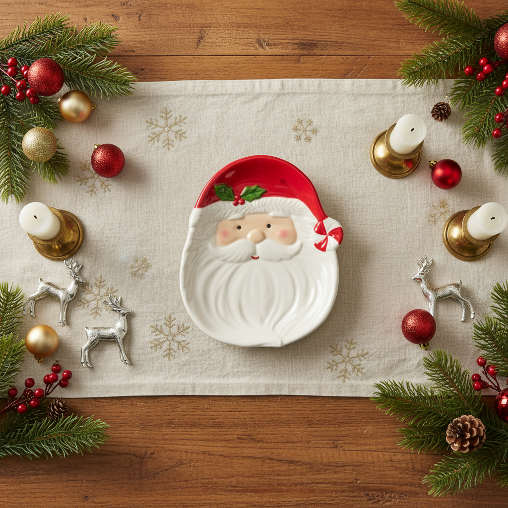 Kvadratisk bilde av tallerken nissefar – perfekt til julens borddekking