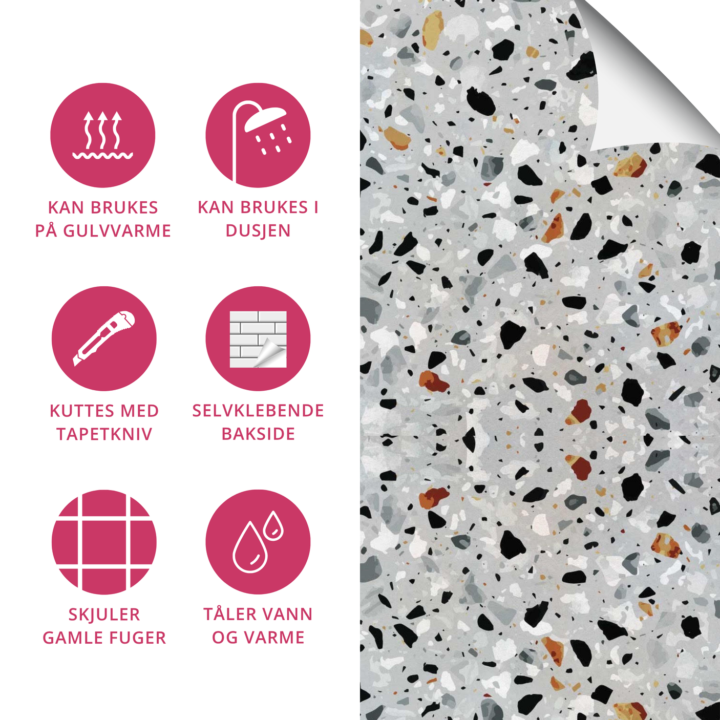 Milano Terrazzo selvklebende fliser