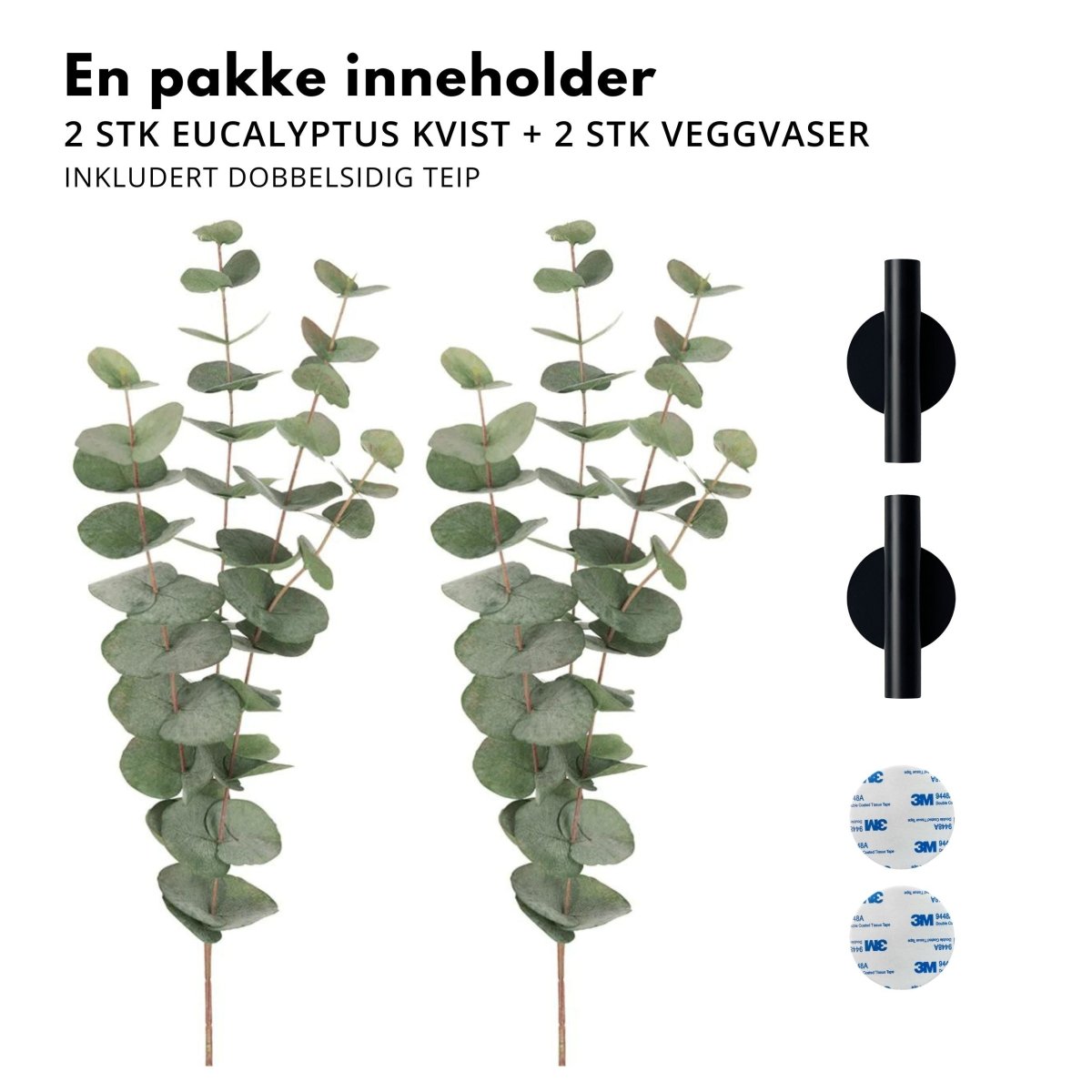Eucalyptus & Manhattan väggvas, svart matt - Lindas Dekor