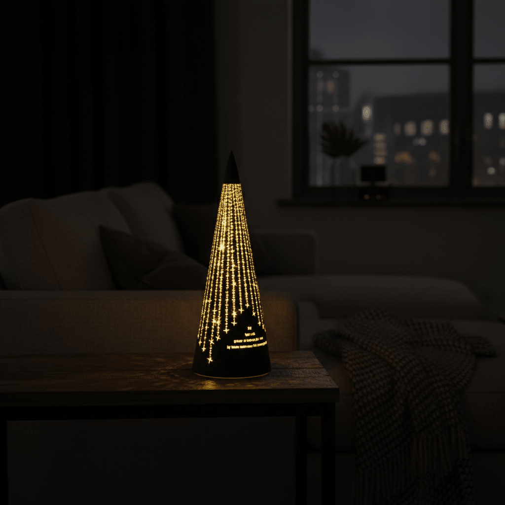 LED-lygte «Det lyser...» Sort kegle 30 cm - Lindas Dekor