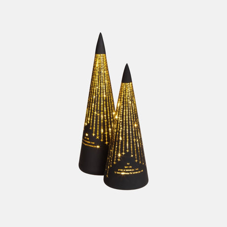 LED-lyslykta "Det lyser..." Svart kon 25 cm - Lindas Dekor
