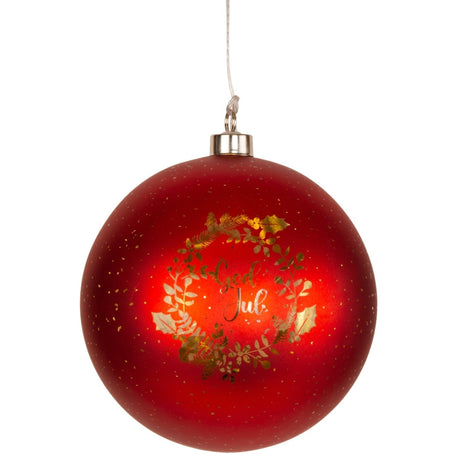 Röd rund LED-lyslukta med 'God Jul', 15 cm - Lindas Dekor