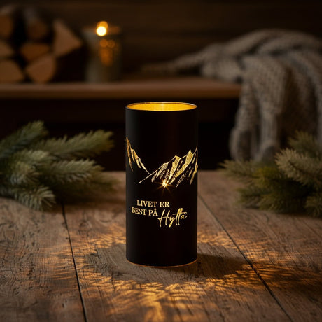 Lyslykt LED Livet på hytta brun 8 x 20 cm - Lindas Dekor