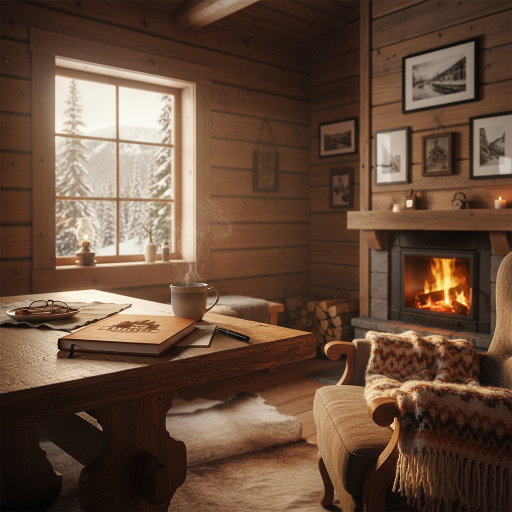 Brun hyttebok med 96 ark og kunstskinn-omslag