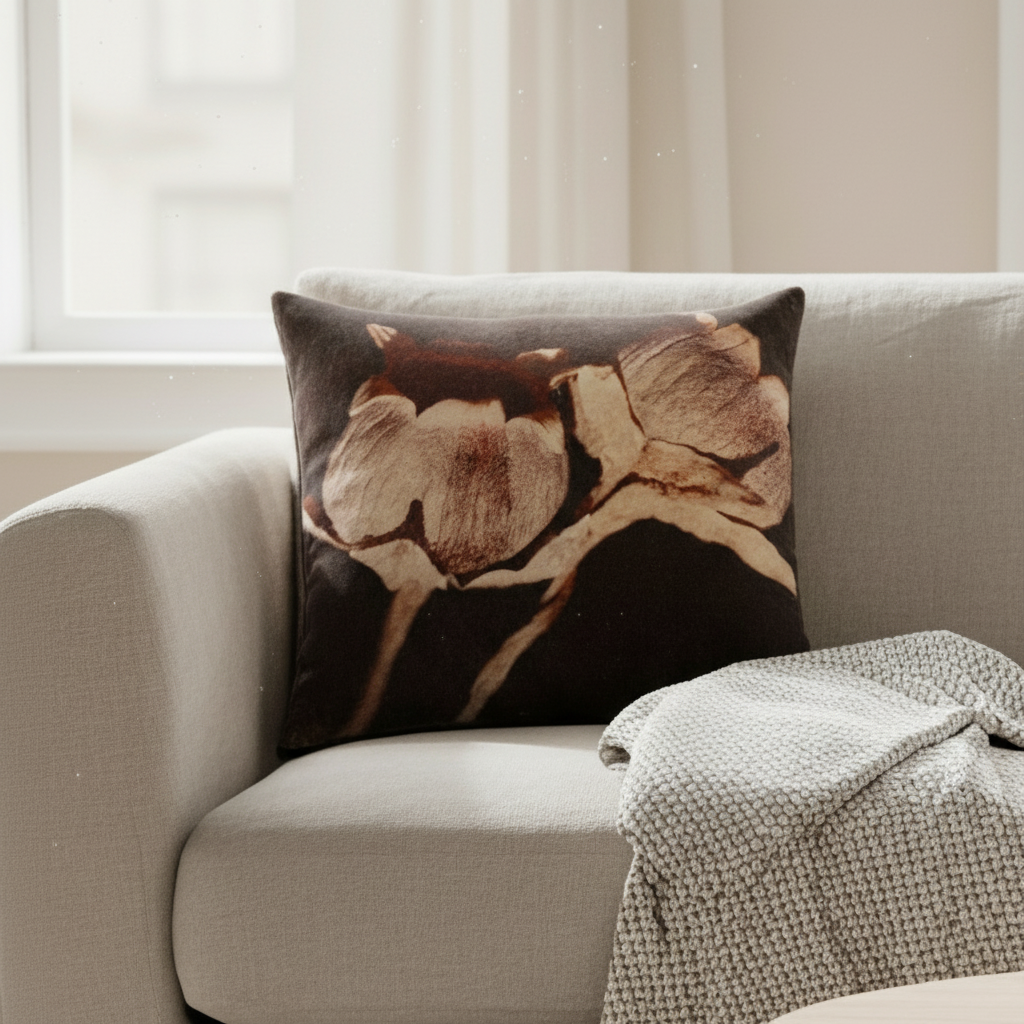 Putetrekk velur sort 45 x 45 cm