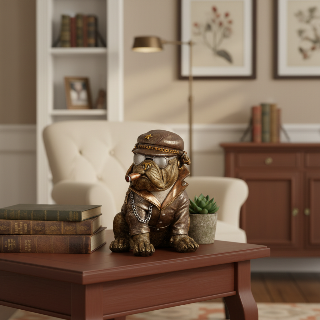 Bulldog med sigar dekorfigur