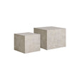 Prague Coffee Table sett med 2 firkantede sofabord i beige marmorlook – moderne bordsett i ulike størrelser for stue og entré