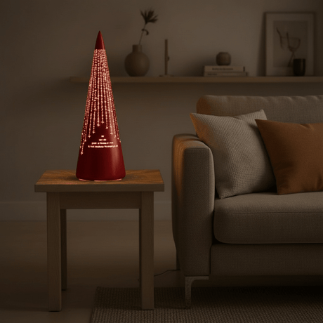 Lyslykt LED "Det lyser..." Rød kjegle 25 cm - Lindas Dekor