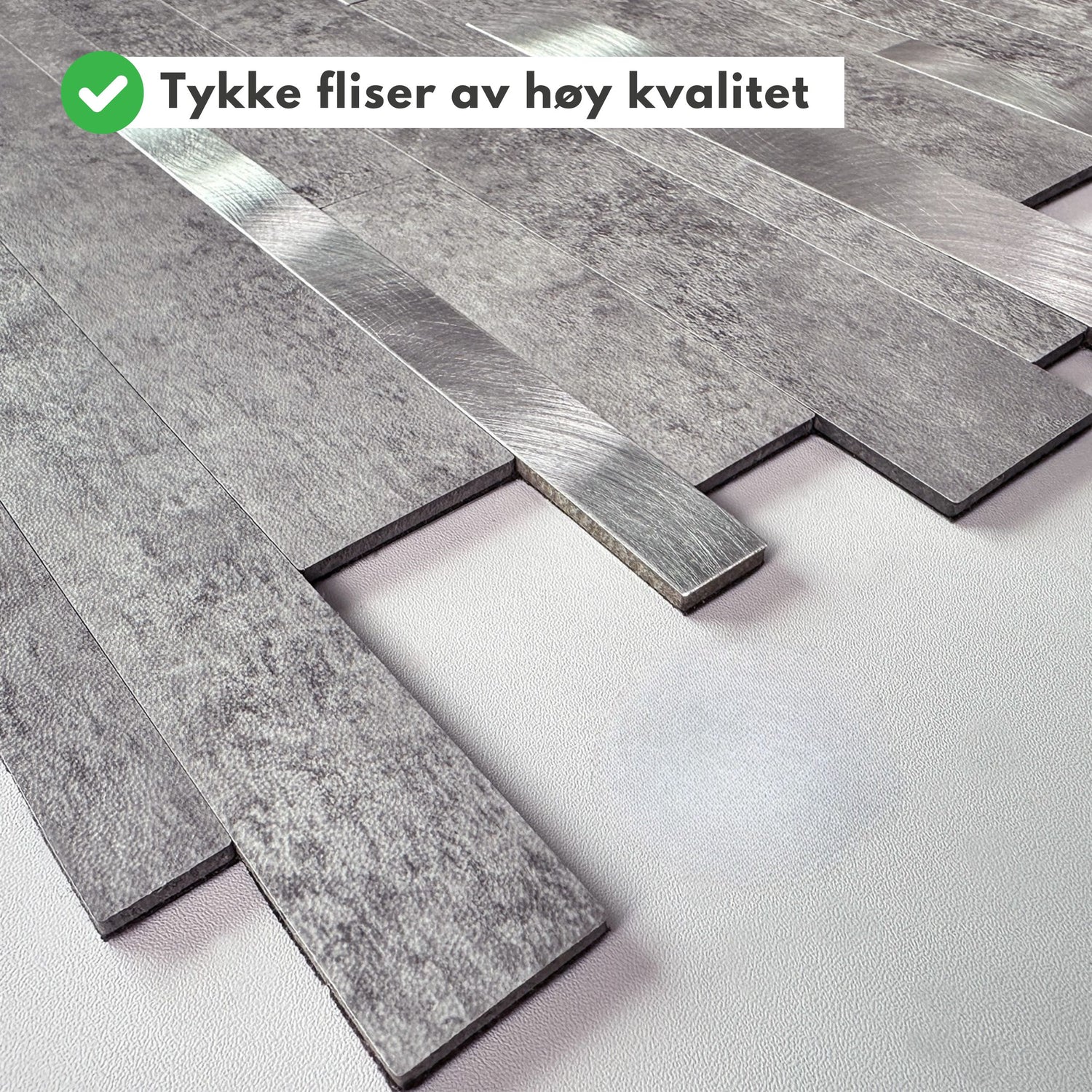 Detaljbilde av Stein lys grå XL veggfliser med realistisk steinstruktur