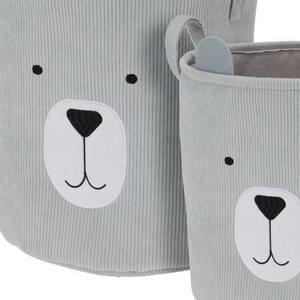 2-pk Stoffkurv med dyremotiv grå