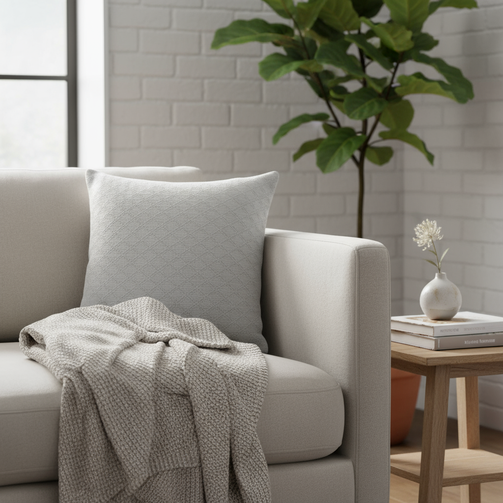 Putetrekk Athen bomull grå 45 x 45 cm