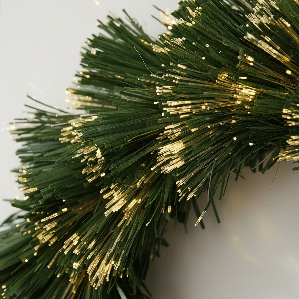 Krans grønn fiberoptisk varmhvit 50 cm