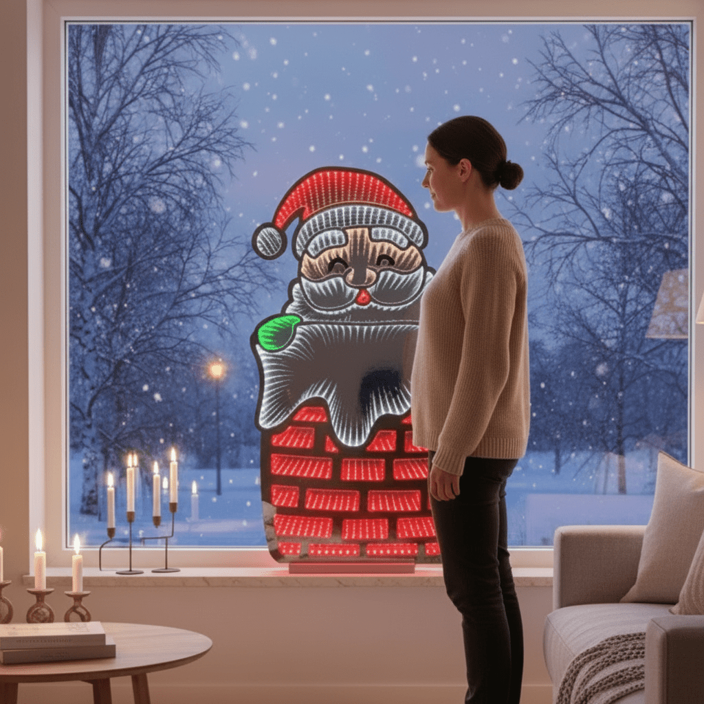 Nisse i pipeformet LED-lyskilt, todisig, 90 cm - Lindas Dekor